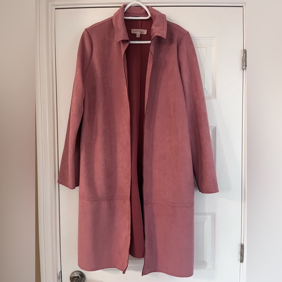 Philosophy Jackets & Blazers - Philosophy Pink Faux Suede Open Front Coat Modern Minimalist Design (M)